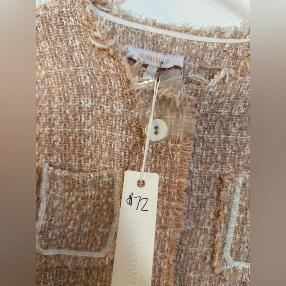 Olivaceous tweed blazer jacket - Picture 3 of 5